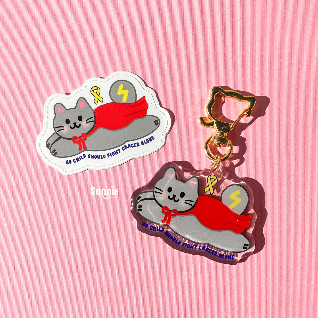 Super Joey Super-Cat Acrylic Keychain & Sticker