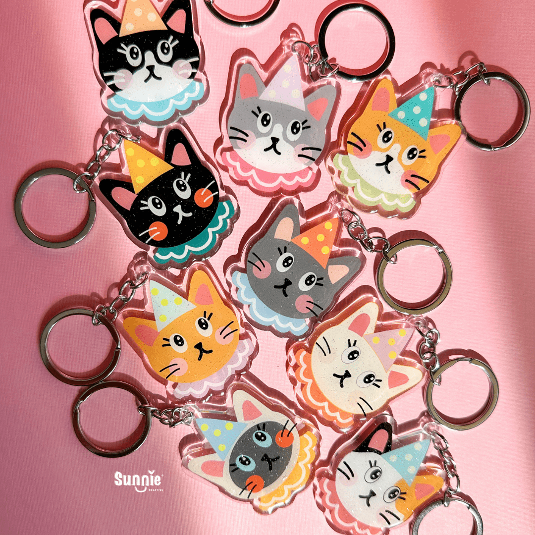 Clown Cat Acrylic Keychain