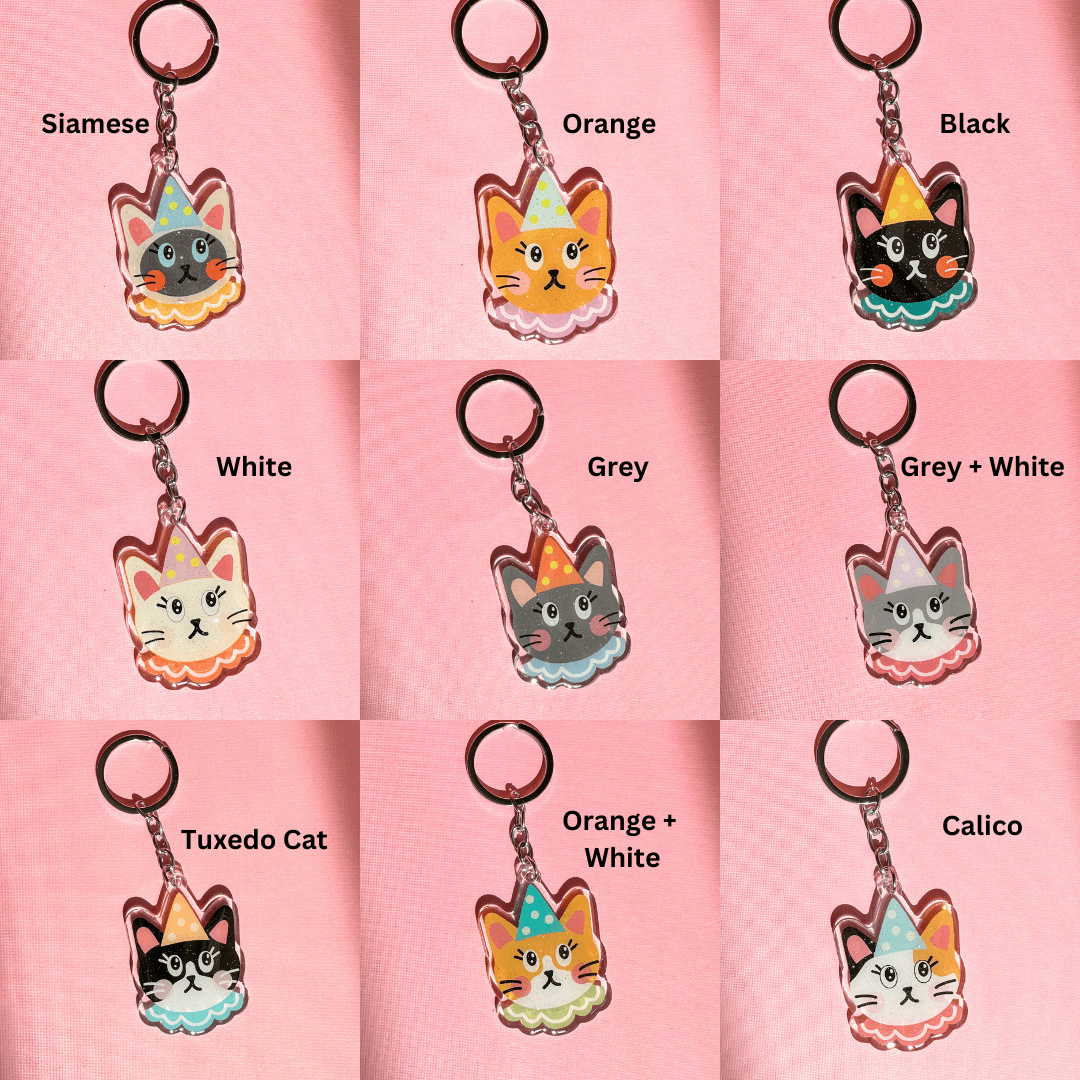 Clown Cat Acrylic Keychain