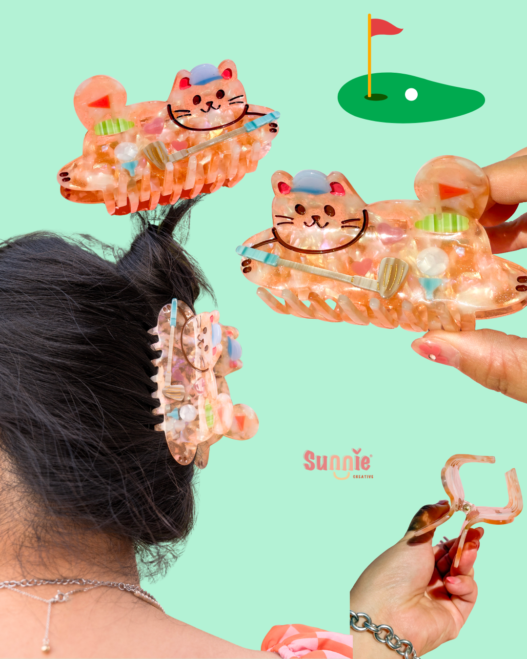 Golfer Cat Hair Claw Clip