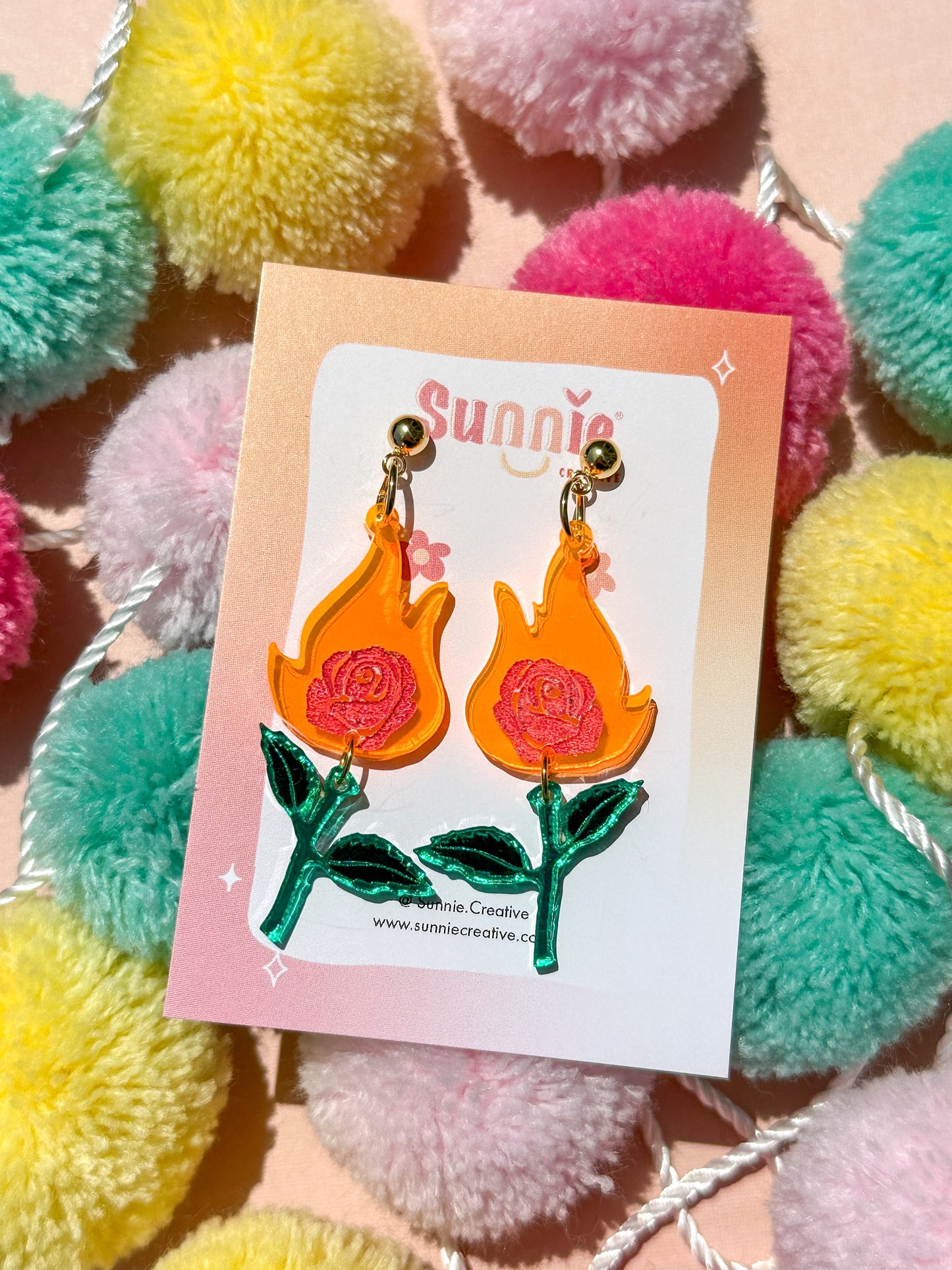 Flaming Rose Earrings