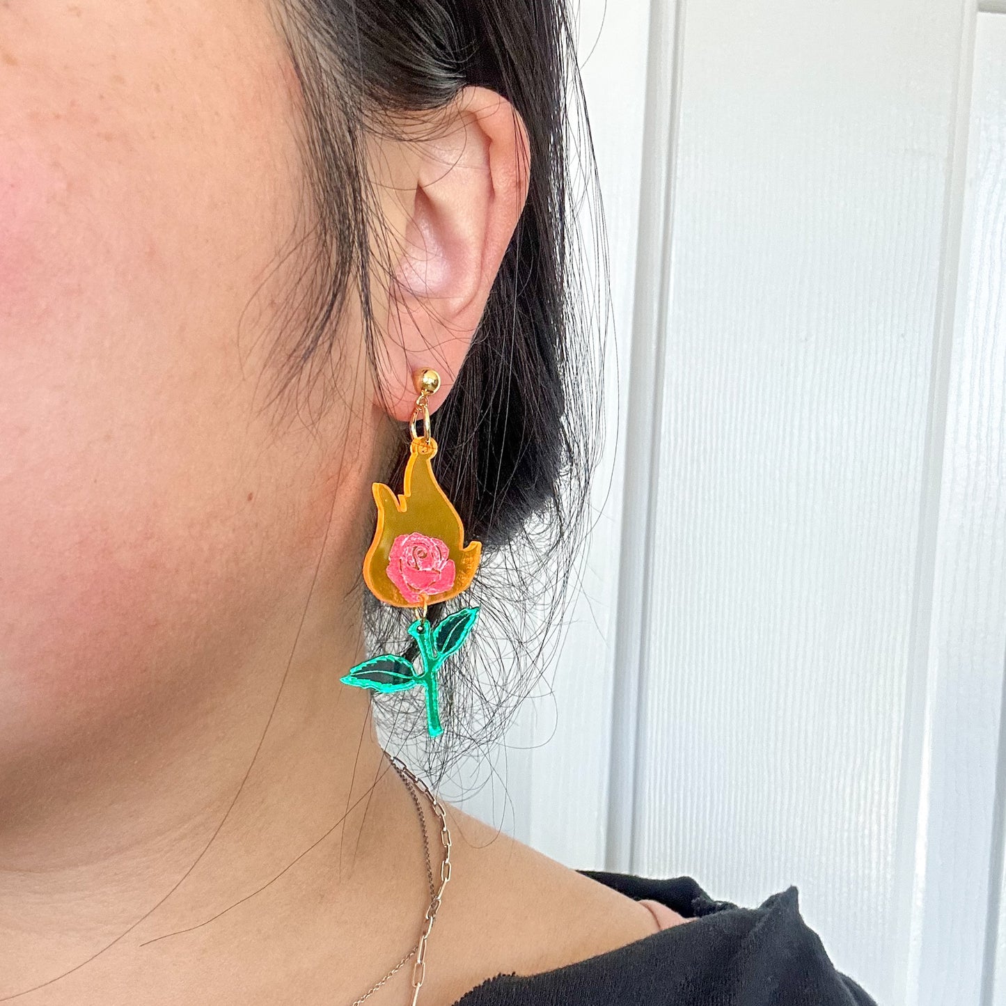 Flaming Rose Earrings