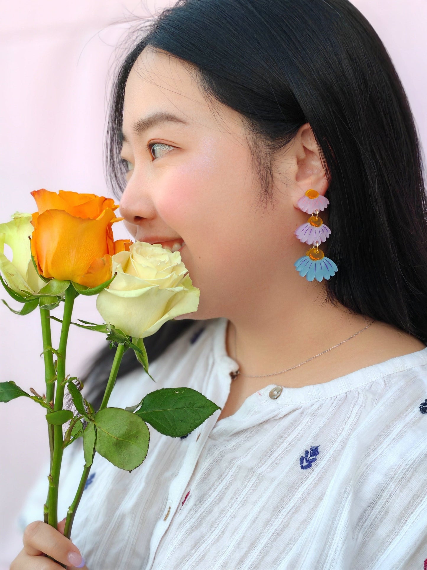 Coneflower Bouquet//Flower Earring//Spring Flower Earrings//Statement Earring//Acrylic Earring//Gift for Her//Cute Earrings