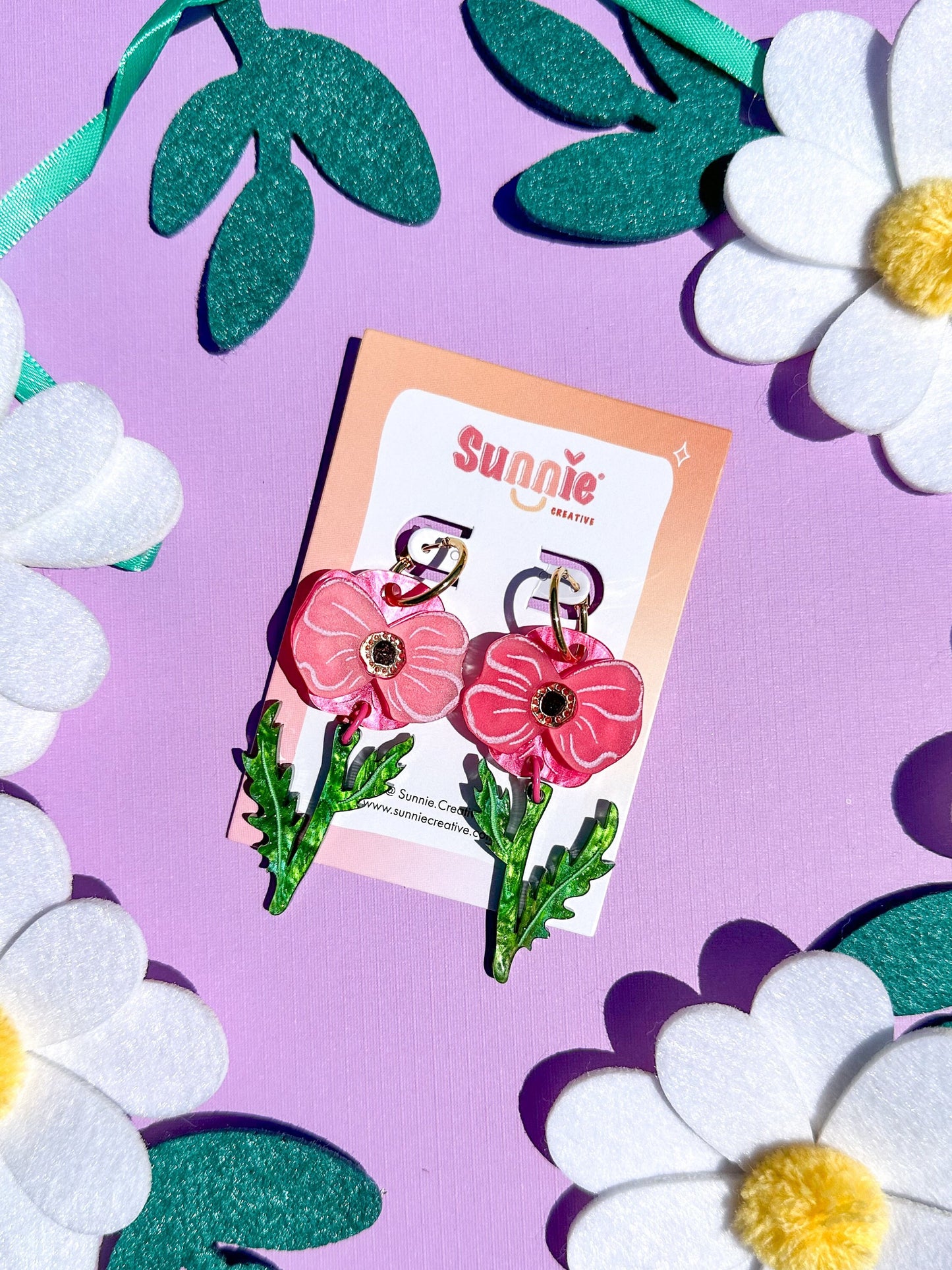 Poppy Bloom//Flower Earring//Spring Flower Earrings//Statement Earring//Acrylic Earring//Gift for Her//Cute Earrings