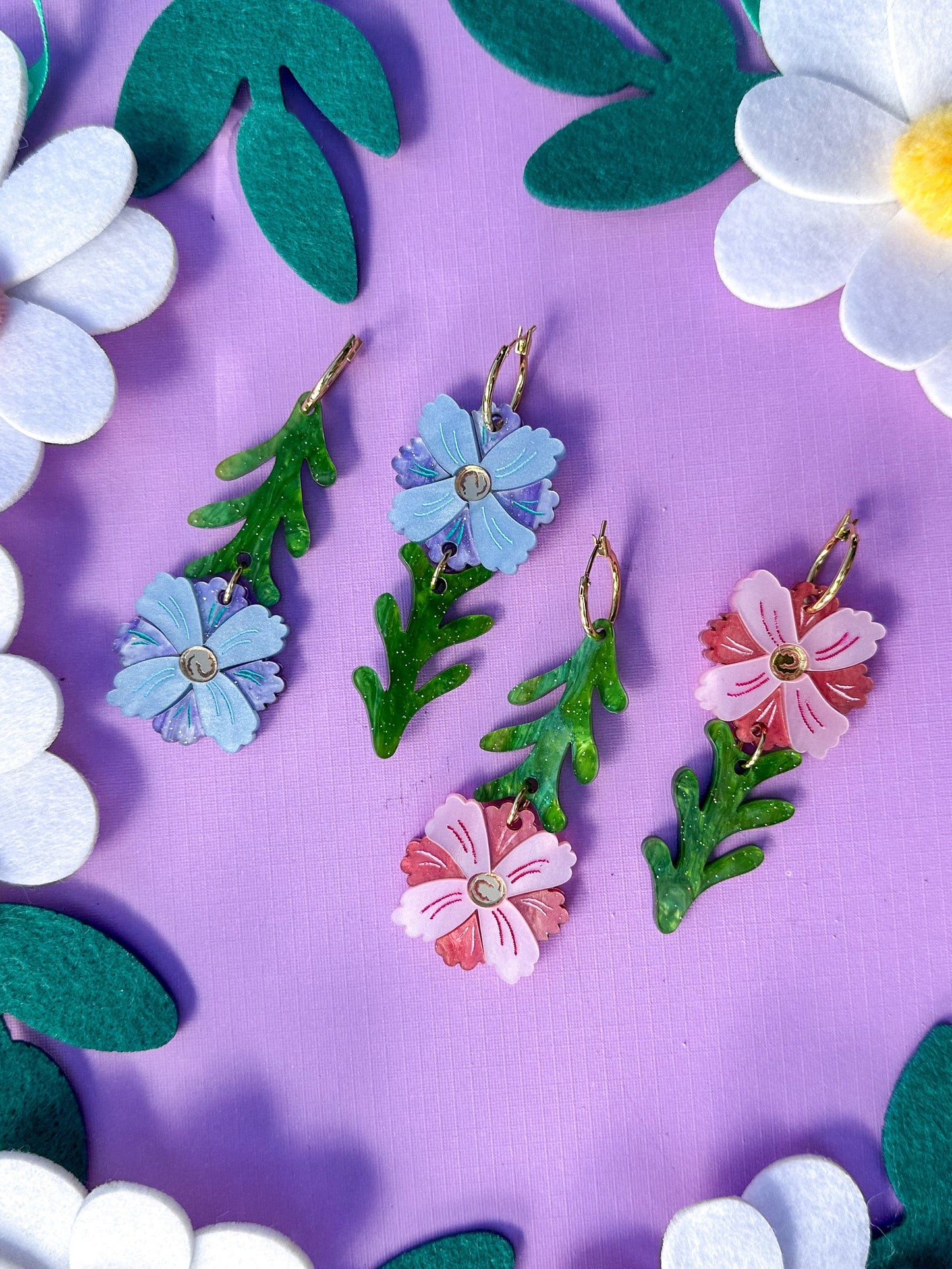 Mismatch Butterfly Ranunculus//Flower Earring//Spring Flower Earrings//Statement Earring//Acrylic Earring//Gift for Her//Cute Earrings