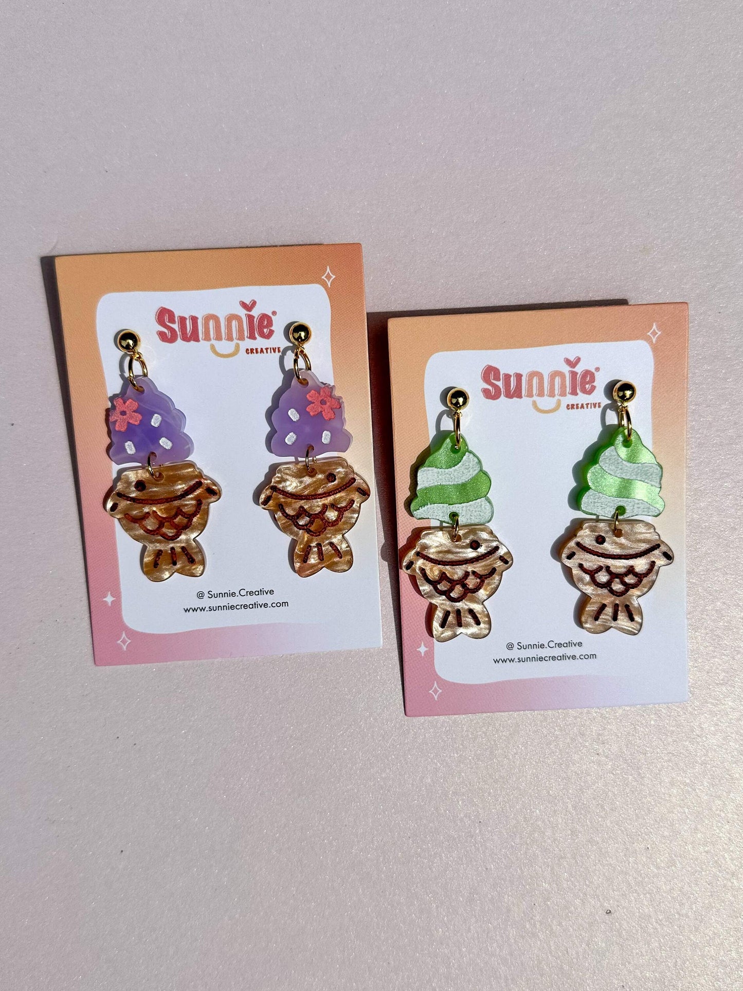 Taiyaki Ice Cream Earrings//Statement Earring//Acrylic Earrings //Asian Food Earrings//Taiyaki//Ice Cream Earring//Gift for Foodie