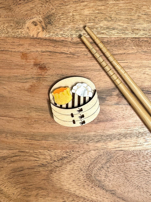 Dimsum Magnet/Brooch//Asian Food Design//Unique Gifts for Her//Gift for Foodie