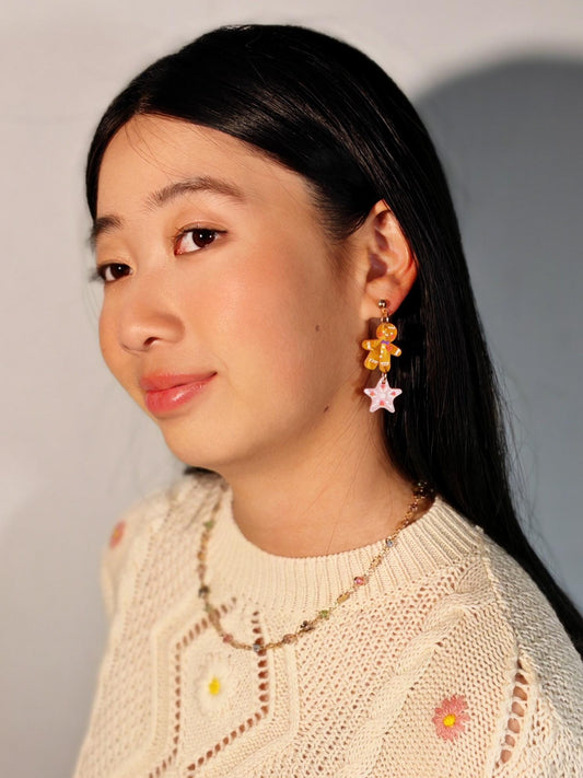 Holiday Cookies Earrings //Christmas Earring//Statement Gingerbread Earring//Acrylic Earring//Folk Art//Holiday Gift//