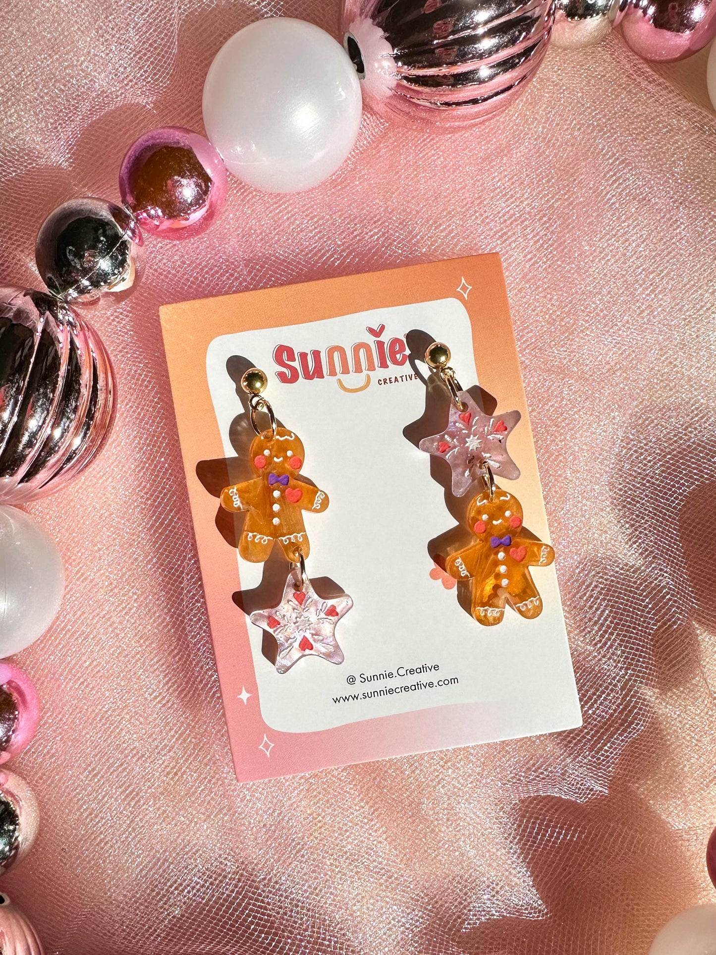 Holiday Cookies Earrings //Christmas Earring//Statement Gingerbread Earring//Acrylic Earring//Folk Art//Holiday Gift//