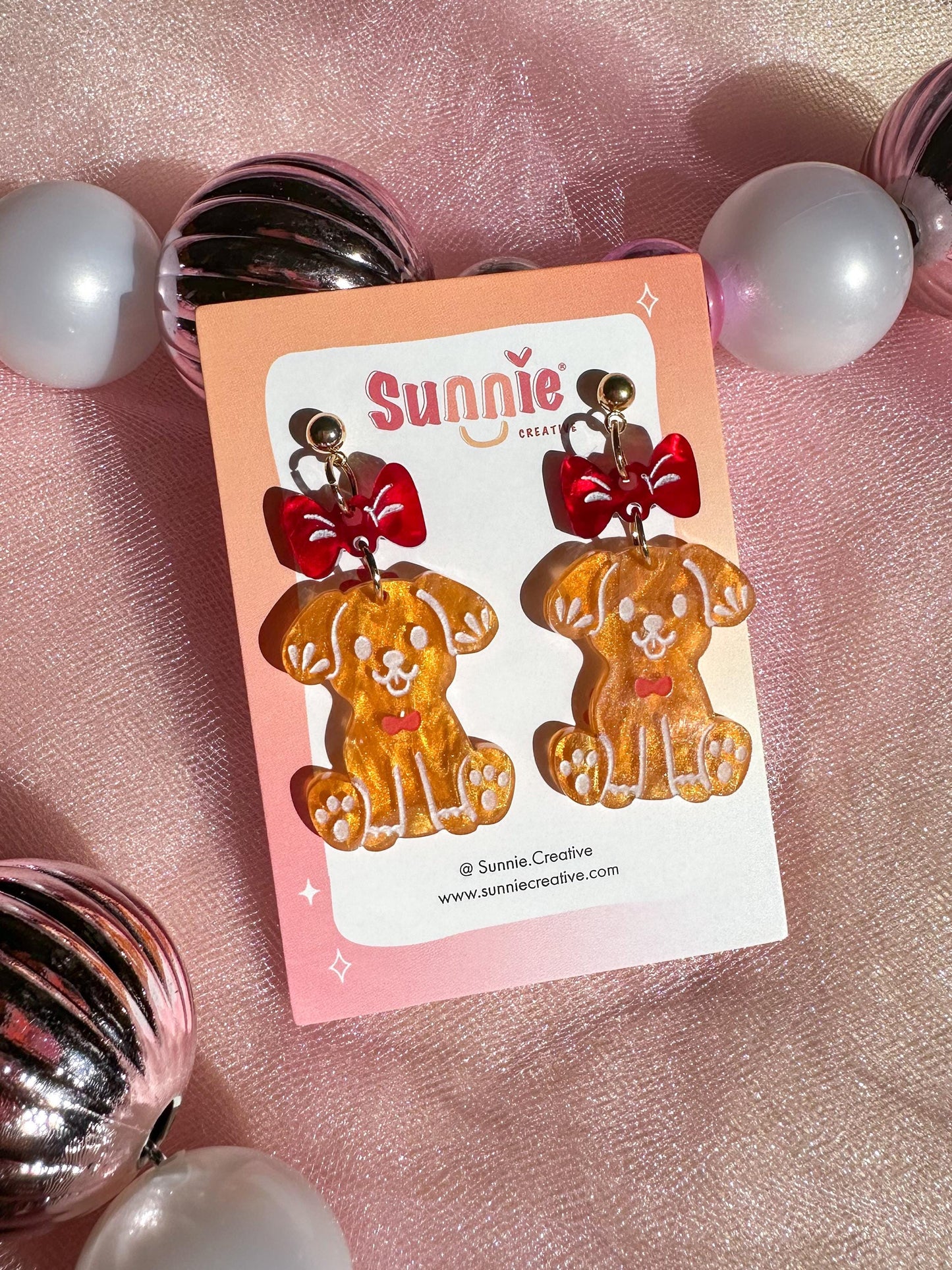 Gingerbread Doggo Earrings //Christmas Earring//Statement Gingerbread Earring//Acrylic Earring//Folk Art//Holiday Gift//