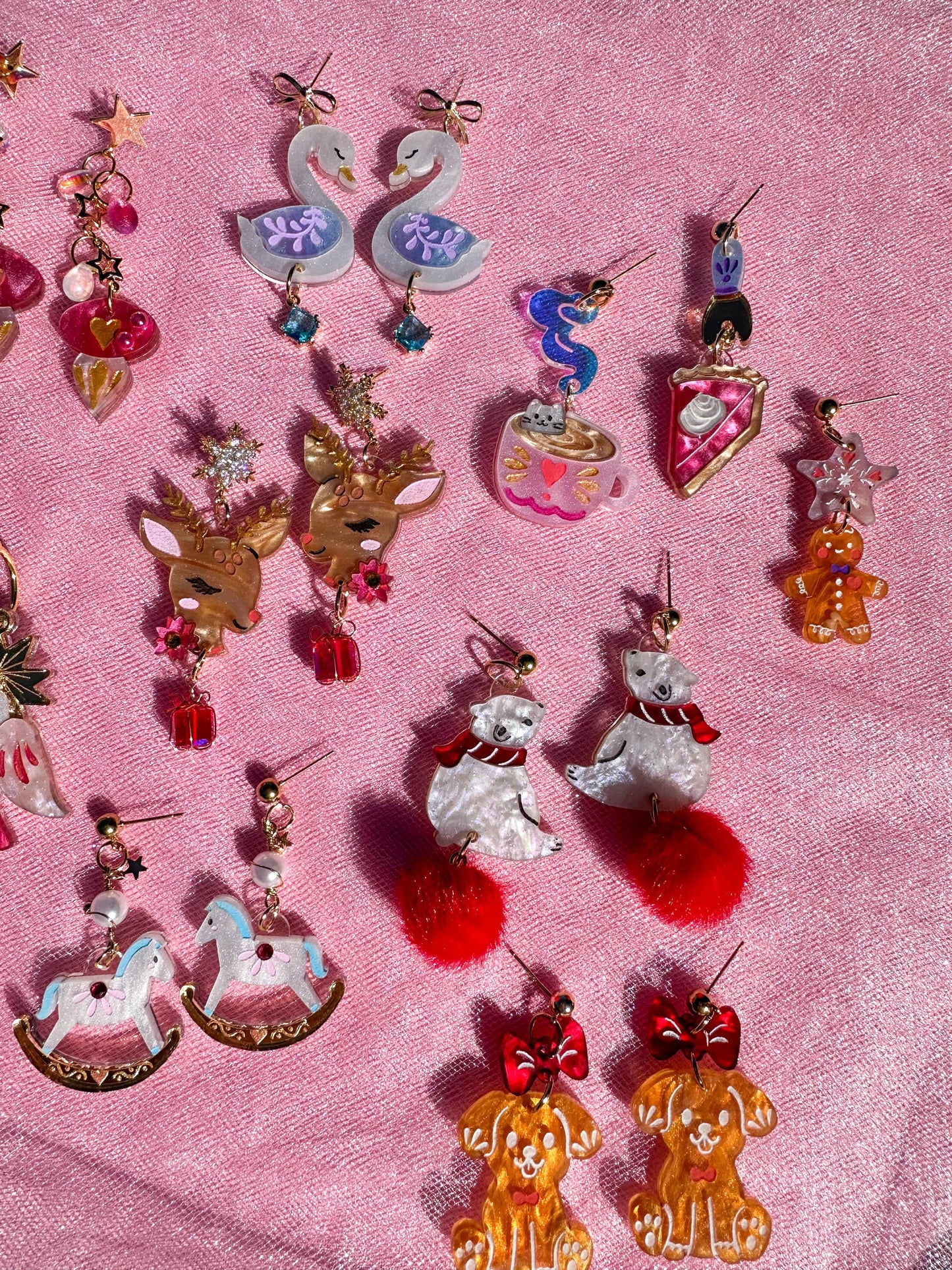 Reindeer Earrings //Christmas Earring//Statement Gingerbread Earring//Acrylic Earring//Folk Art//Holiday Gift//