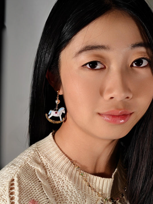 Rocking Horse Earrings //Christmas Earring//Statement Gingerbread Earring//Acrylic Earring//Folk Art//Holiday Gift//