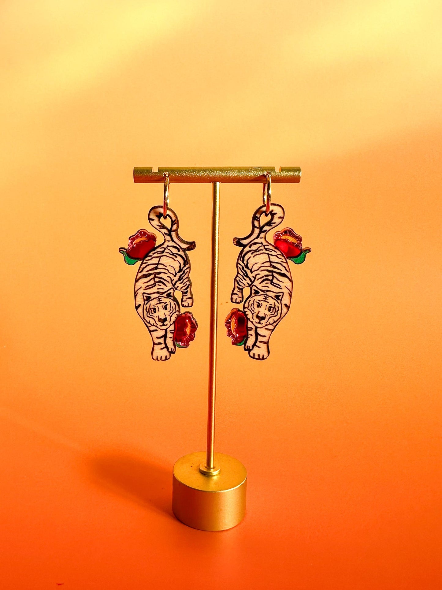 Tiger Earrings//Statement Earring//Acrylic Earrings //Lunar New Year Earrings//Chinese New Year Earrings//Animal Earrings//Chinese Zodiac