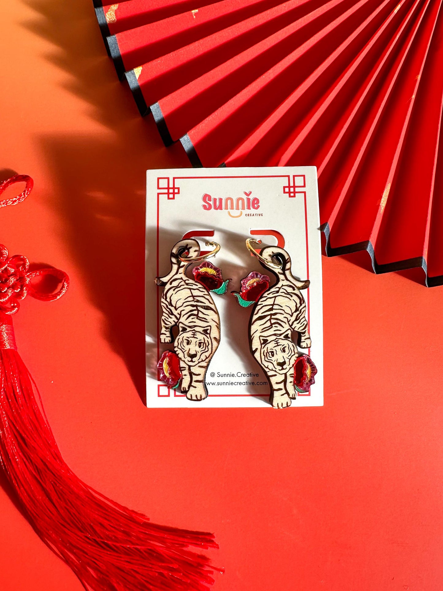 Tiger Earrings//Statement Earring//Acrylic Earrings //Lunar New Year Earrings//Chinese New Year Earrings//Animal Earrings//Chinese Zodiac