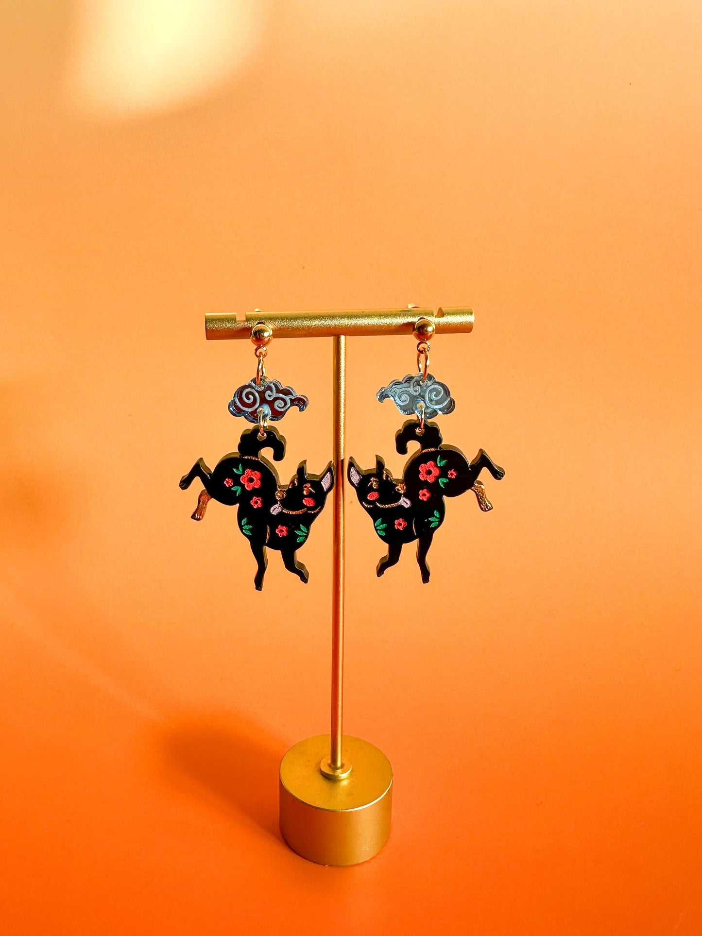 Dog Earrings//Statement Acrylic Earring//Lunar New Year Earrings//Chinese New Year Earrings//Animal Earrings//Chinese Zodiac