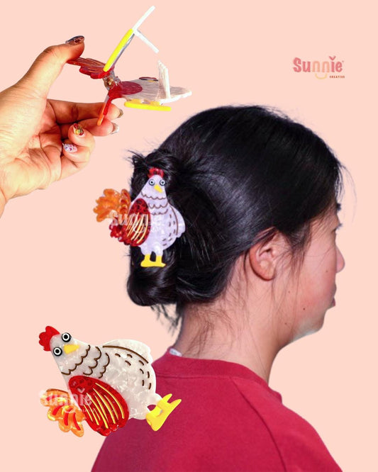 Nugget the Chicken Hair Claw Clip//Cute Animal Hair Accessory for Women//Stylish Chicken Lover Gift//Trendy Hair Claw/Gift for Fashion Lover