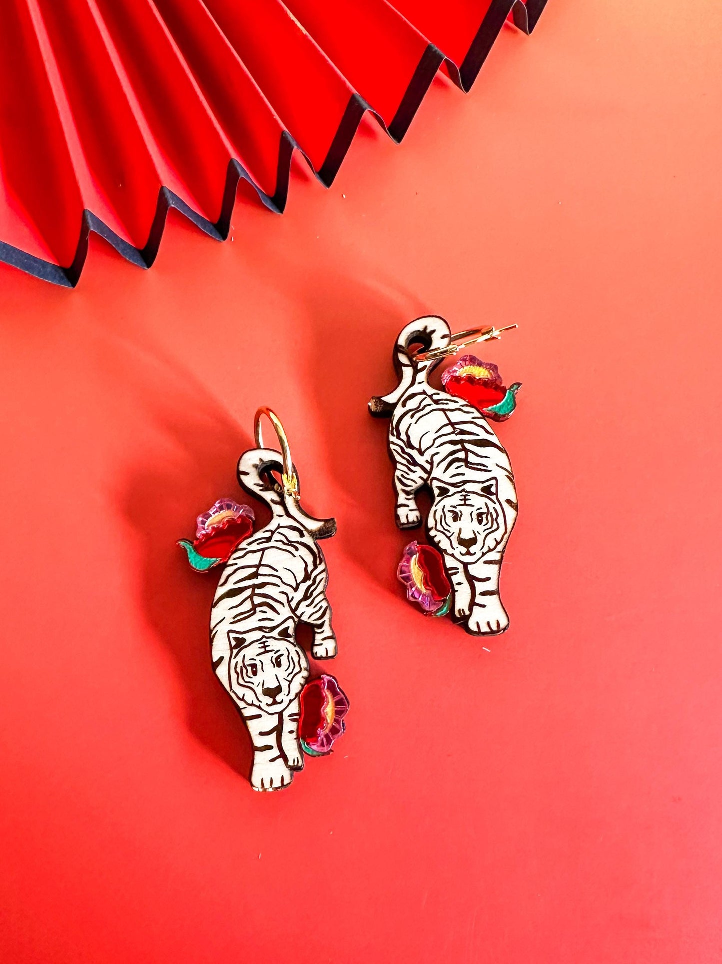 Tiger Earrings//Statement Earring//Acrylic Earrings //Lunar New Year Earrings//Chinese New Year Earrings//Animal Earrings//Chinese Zodiac