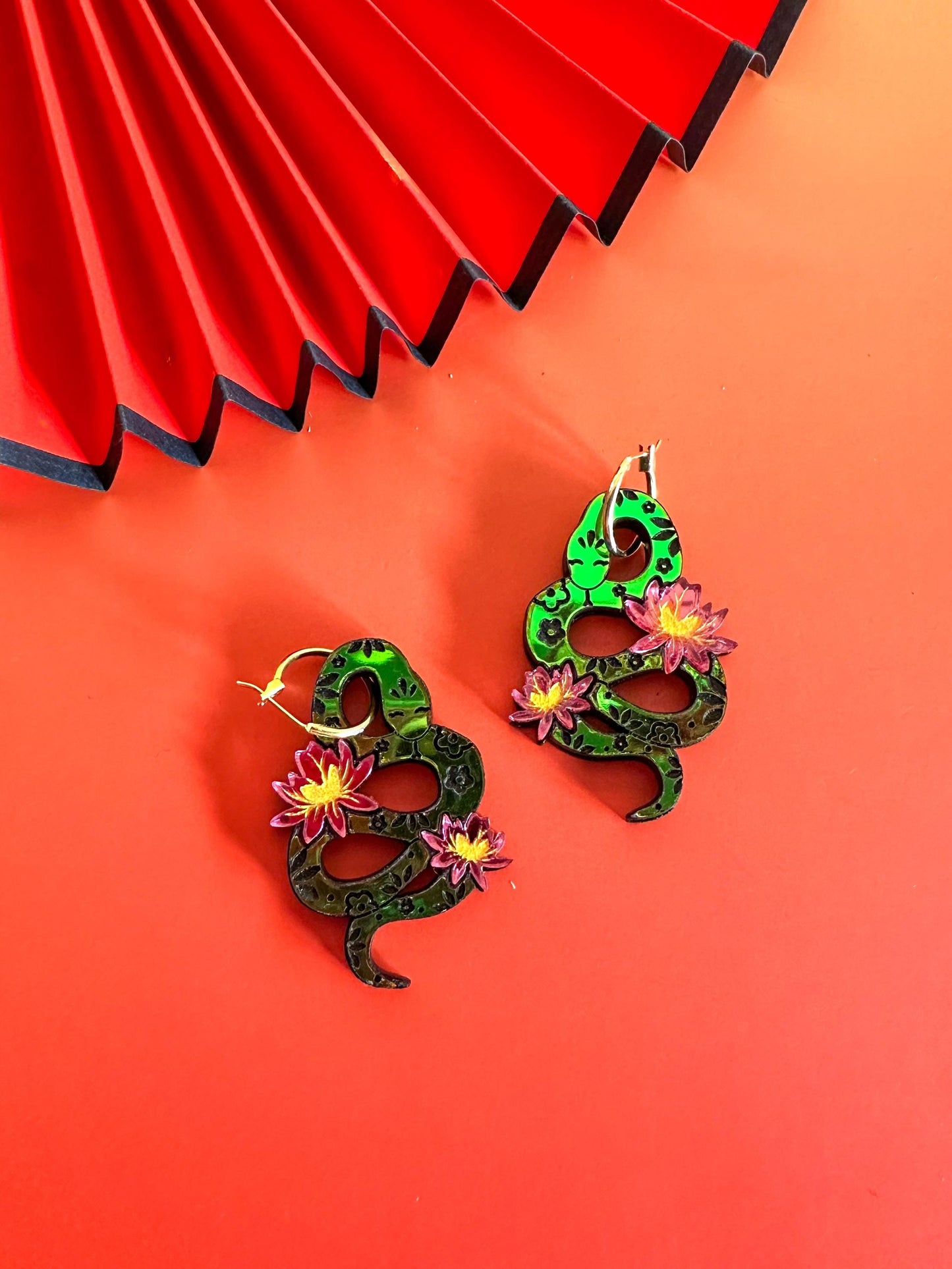 Snake Earrings//Statement Acrylic Earring//Lunar New Year Earrings//Chinese New Year Earrings//Animal Earrings//Chinese Zodiac/Year of Snake