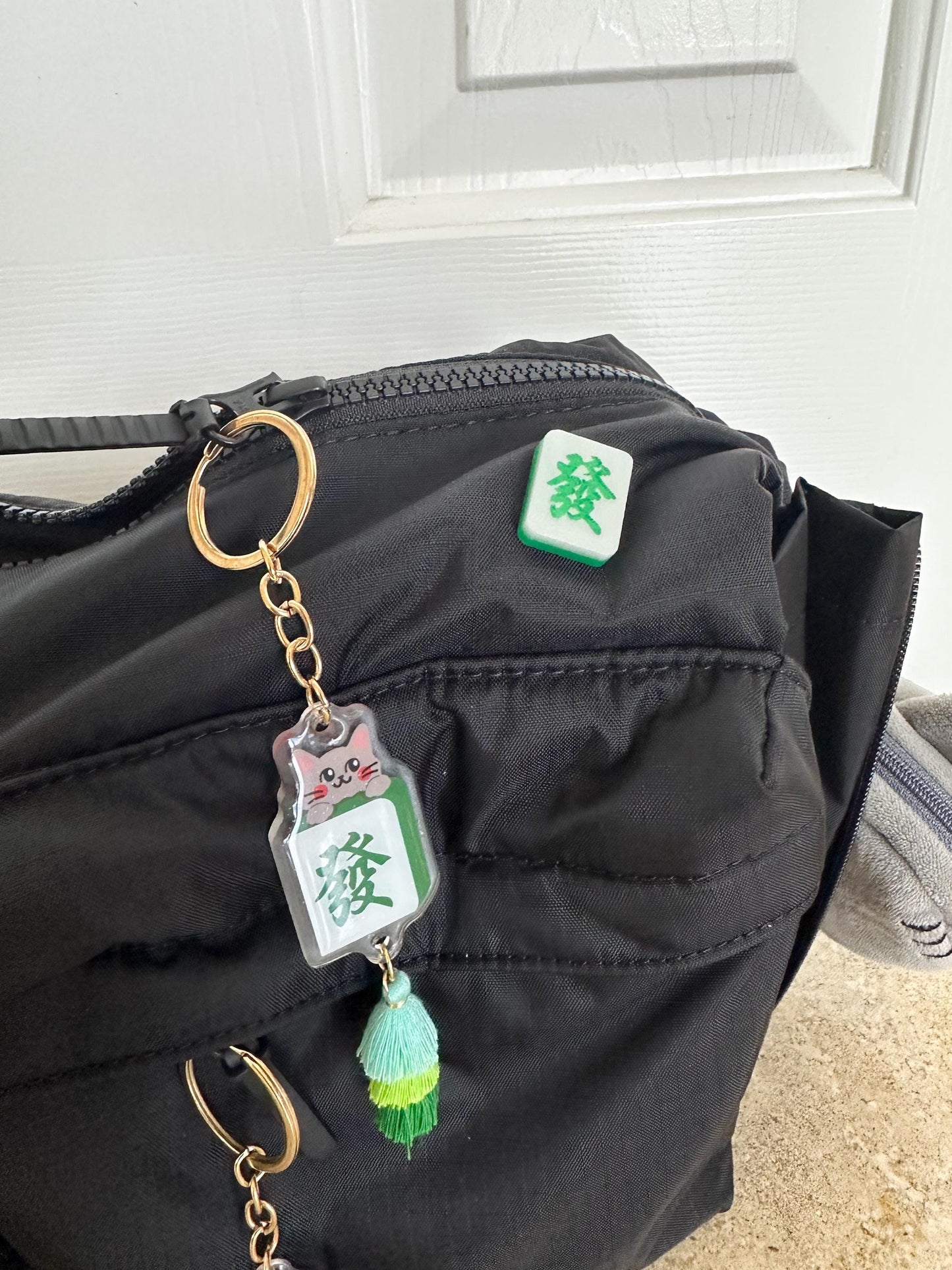 Mini Mahjong Tile Pins//Mahjong accessories//Green Dragon Tile Design//themed pin//fun accessories//gift for mahjong lovers