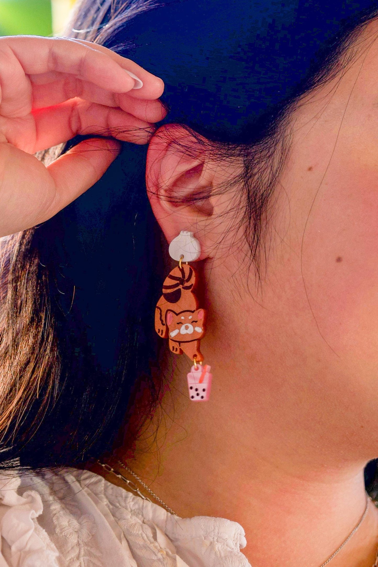 Mei the Red Panda Earrings//Spring Earring//Statement Earring//Acrylic Earring//Animal Earrings//Spring Vibes//Gift for Her