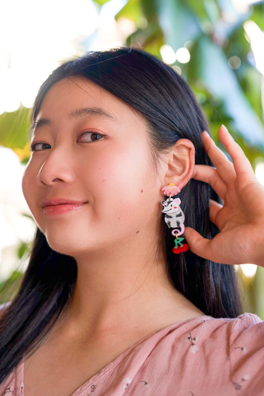 Dale The Possum Earrings//Spring Earring//Statement Earring//Acrylic Earring//Animal Earrings//Spring Vibes//Gift for Her