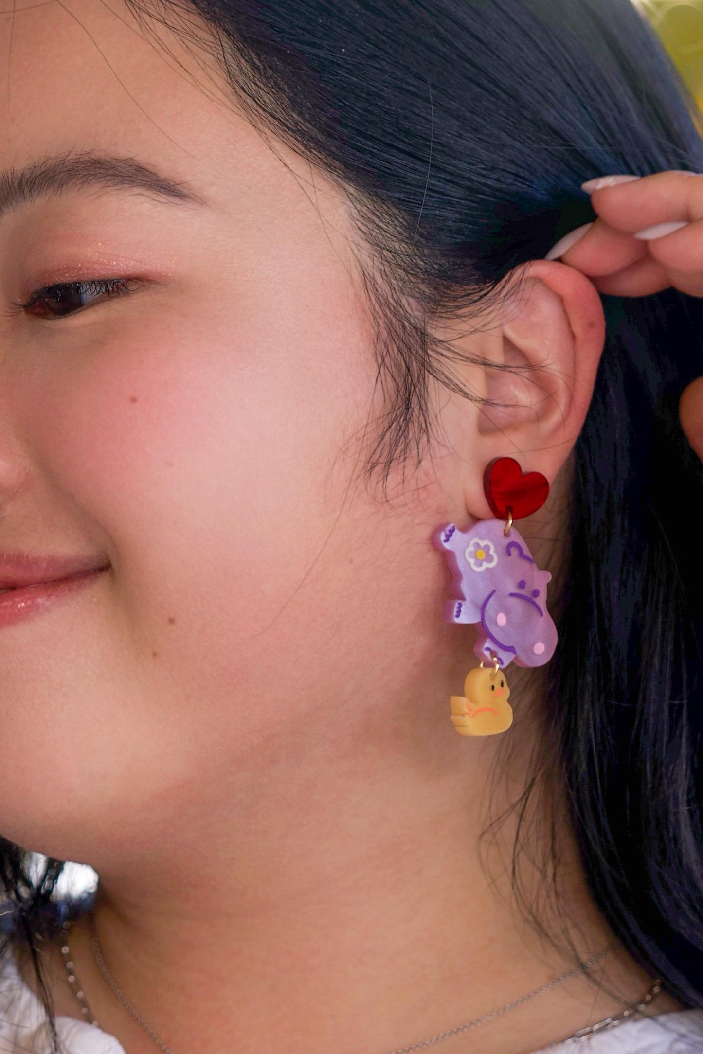 Susie the Hippo Earrings//Spring Earring//Statement Earring//Acrylic Earring//Animal Earrings//Spring Vibes//Gift for Her