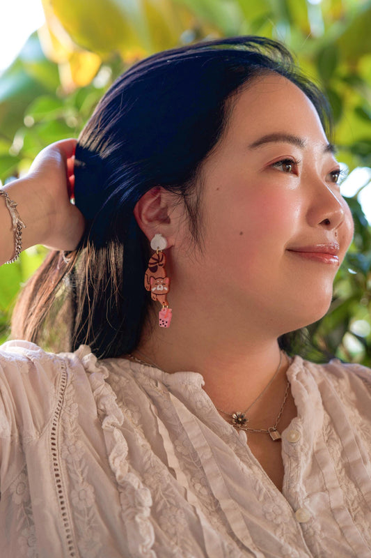 Mei the Red Panda Earrings//Spring Earring//Statement Earring//Acrylic Earring//Animal Earrings//Spring Vibes//Gift for Her