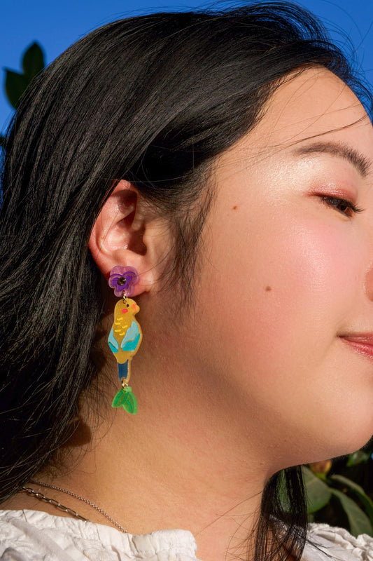 Perry the Parrot Earrings//Spring Earring//Statement Earring//Acrylic Earring//Animal Earrings//Spring Vibes//Gift for Her