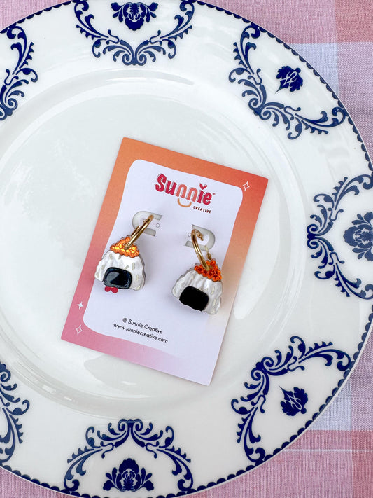 Onigiri Earrings//Statement Earring//Acrylic Earrings //Asian Food Earrings//Japanese Rice Ball//Gift for Foodie