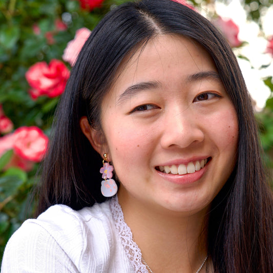 Sakura Bunny Earrings//Statement Earring//Acrylic Earrings //Asian Food Earrings//Wagashi//Gift for Foodie