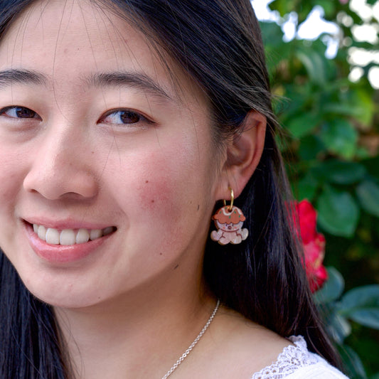 Takoyaki Earrings//Statement Earring//Acrylic Earrings //Asian Food Earrings//Japanese Octopus Ball//Gift for Foodie