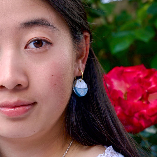 Rice Bowl Earrings//Statement Earring//Acrylic Earrings //Asian Food Earrings//Japanese Rice Ball//Gift for Foodie