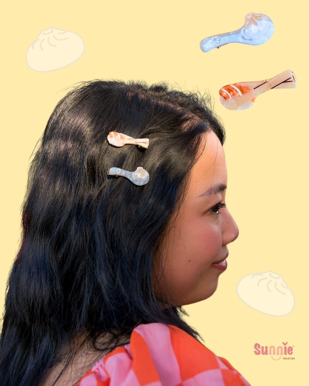 Mini Dim Sum Sushi Clip/Brooch Set//Cute Asian Food Hair Accessory for Women//Stylish Foodie Gift//Trendy Hair Claw//Gift for Fashion Lover