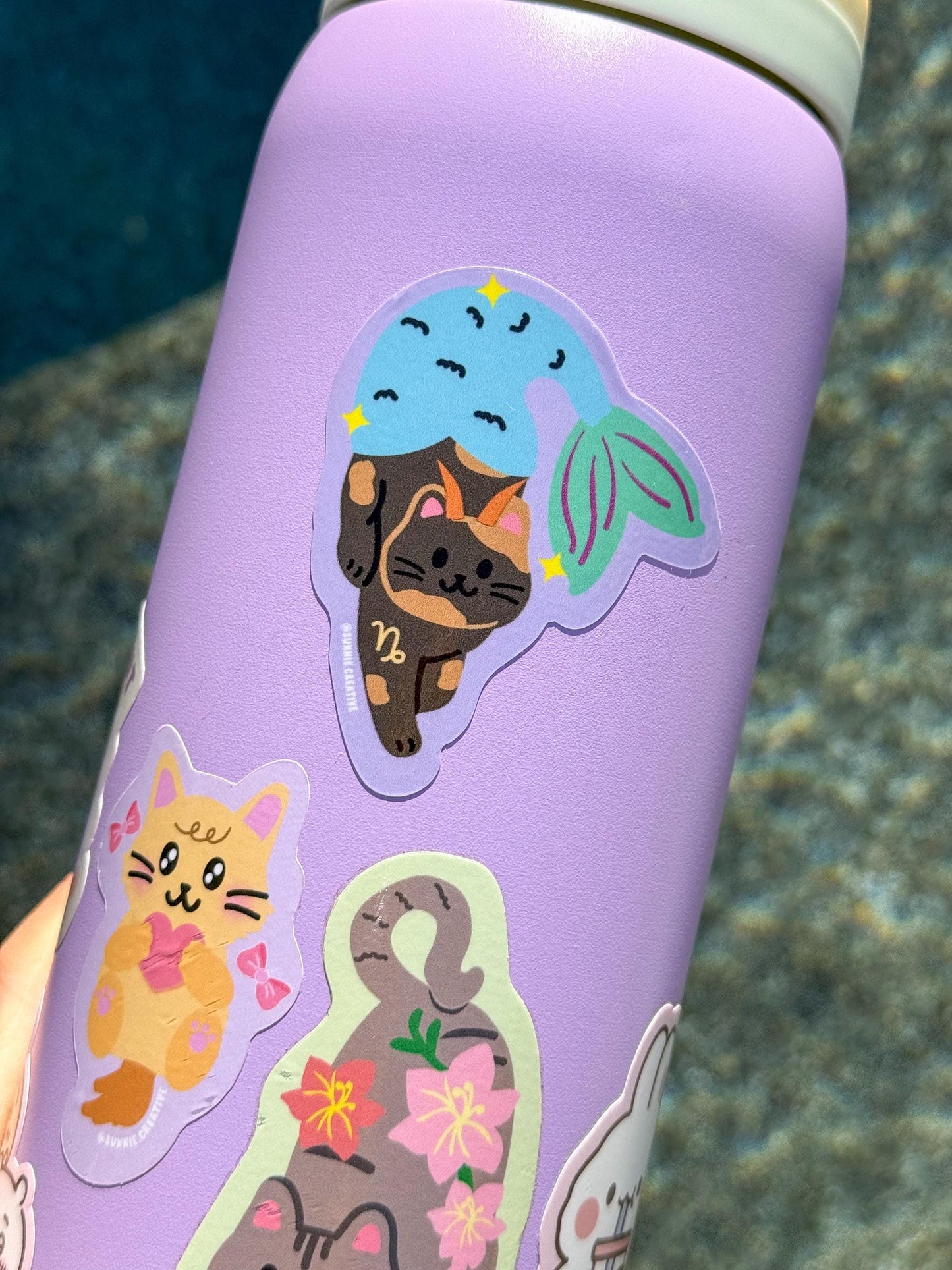 Zodiac Cats Sticker//Cute Cat//Decals for Planners, Laptops & Journals//Personalized Cat Lover Gift//Waterproof Sticker