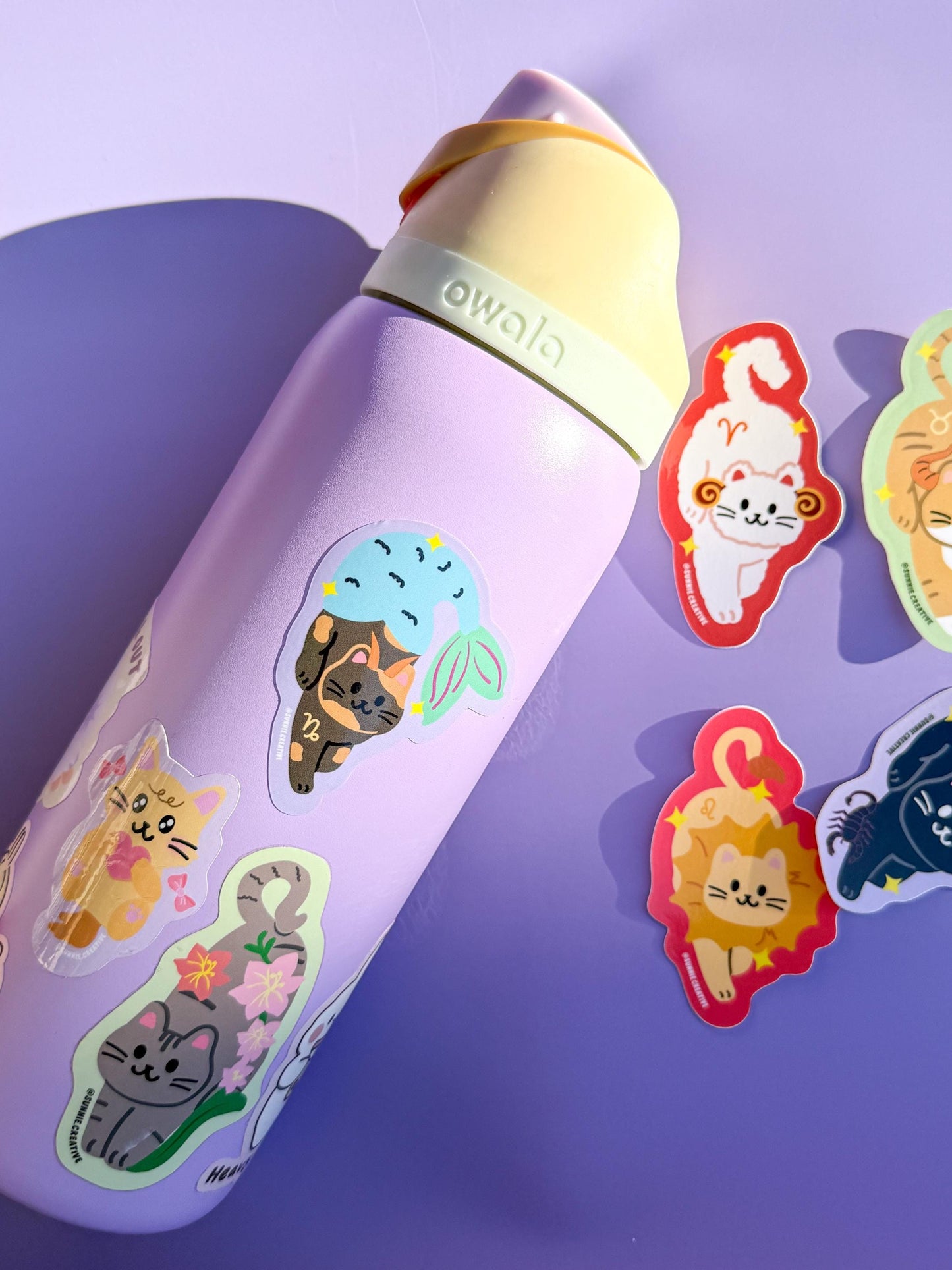 Zodiac Cats Sticker//Cute Cat//Decals for Planners, Laptops & Journals//Personalized Cat Lover Gift//Waterproof Sticker