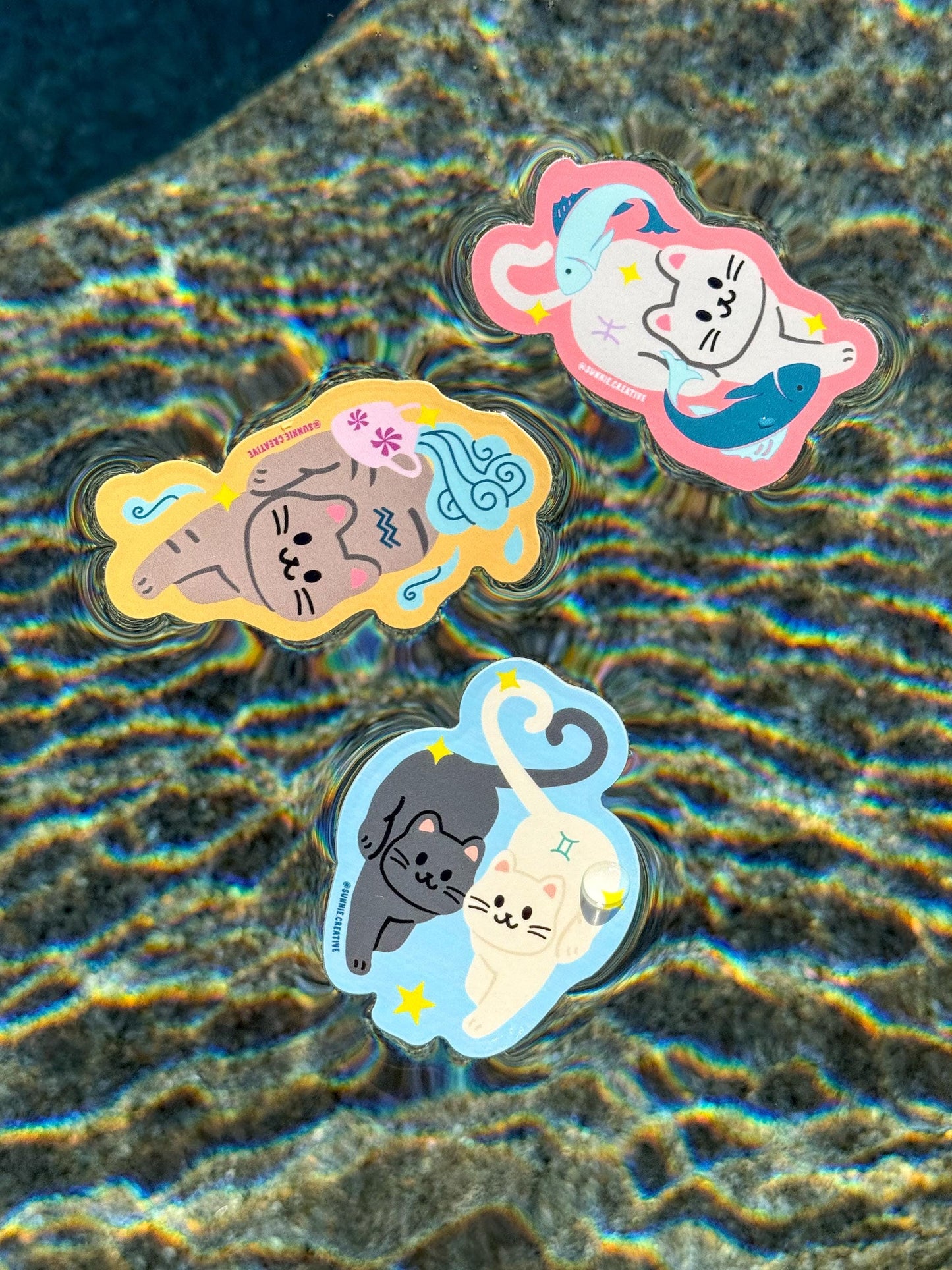 Zodiac Cats Sticker//Cute Cat//Decals for Planners, Laptops & Journals//Personalized Cat Lover Gift//Waterproof Sticker