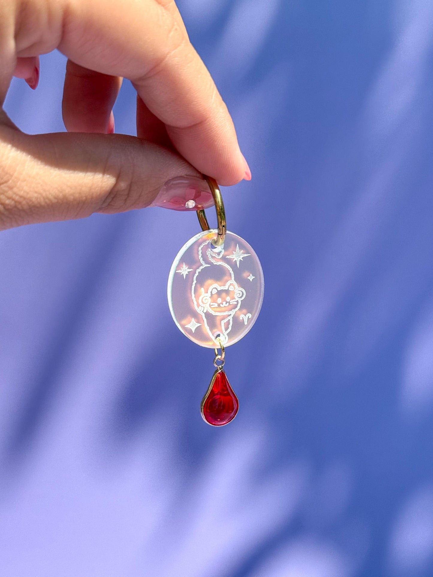 Zodiac Cat Earrings//Zodiac Sign//Lightweight Jewelry Gift for Cat Lovers//Unique Handmade Accessories//Cat Art