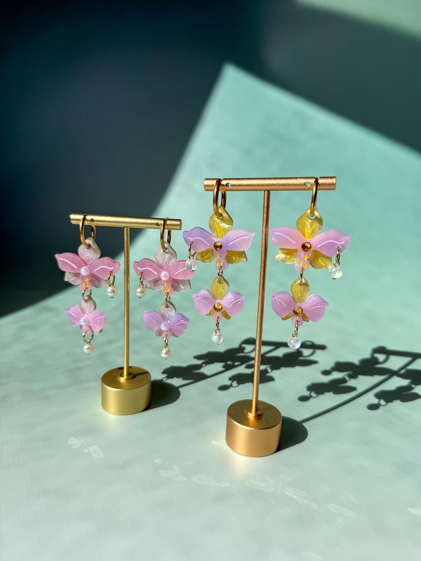 Orchid Earrings: Acrylic Lunar New Year Statement Jewelry