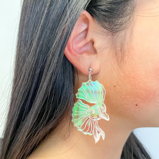 Gold Fish Acrylic Earring//Gold Fish Earring//Statement Earring//Acrylic Earring//Spring Earring