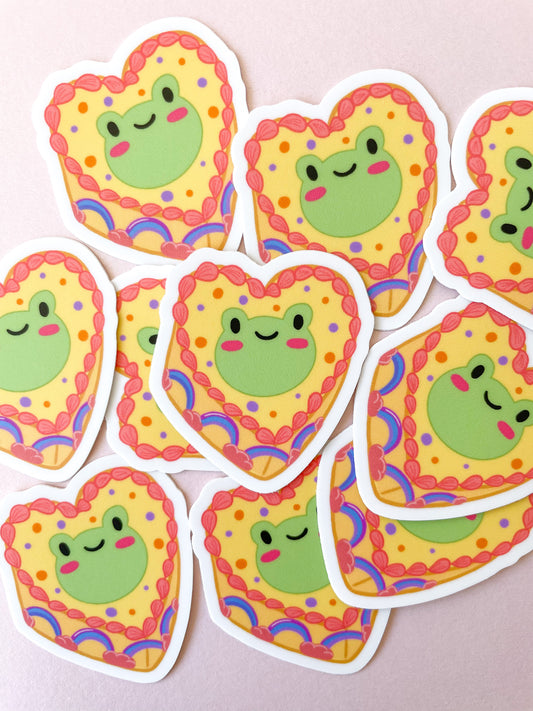 Froggy Cake Sticker//Digital Art//Stickers//Illustration//Home decor//kawaii//Stationary//cottagecore//Waterproof Sticker