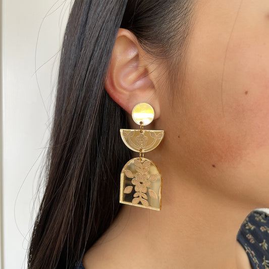 Folk Floral Earring//Statement Earring//Acrylic Earring//Flower Earring//Folk Floral