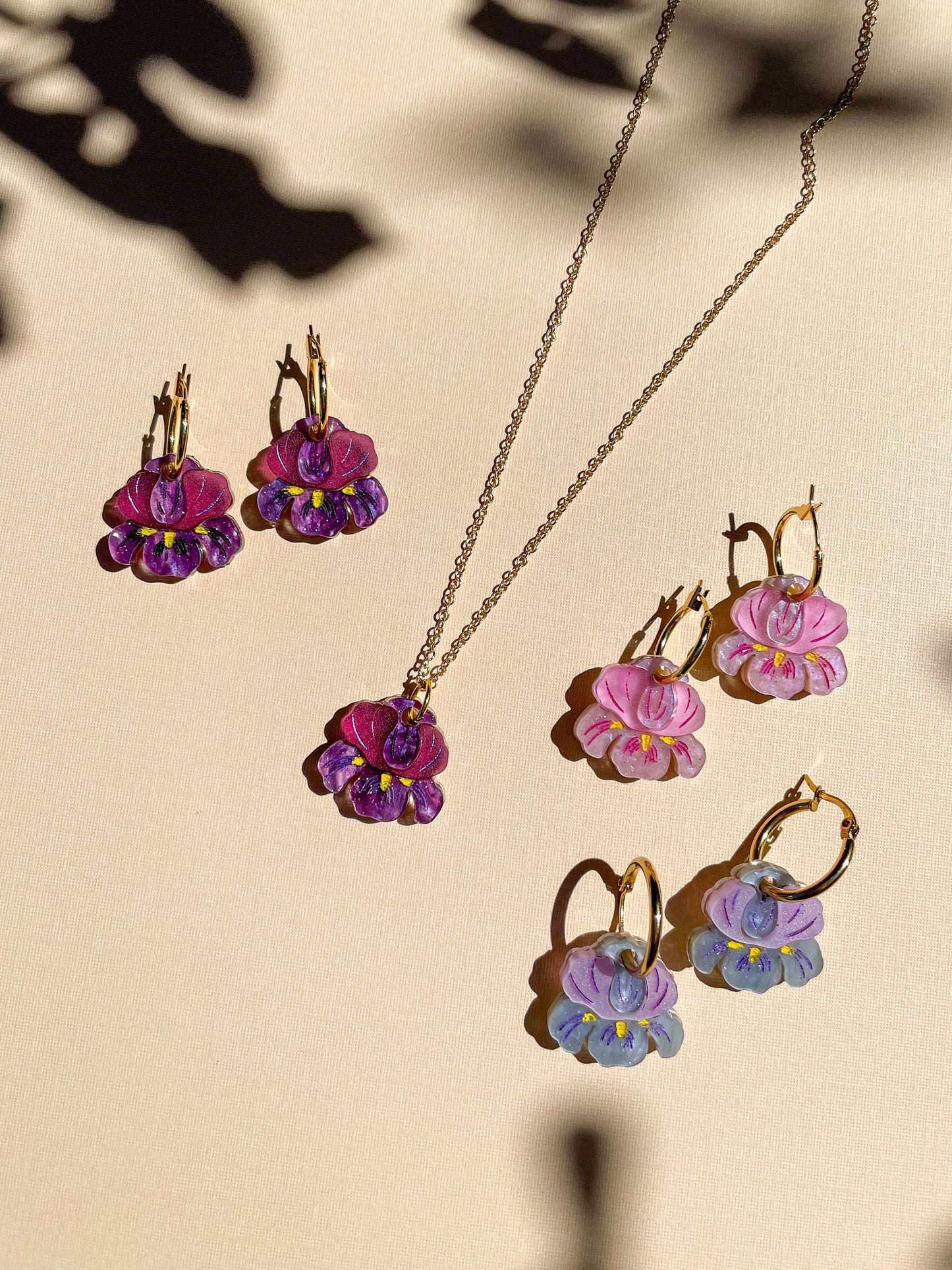 Mini Pink Iris Dangle