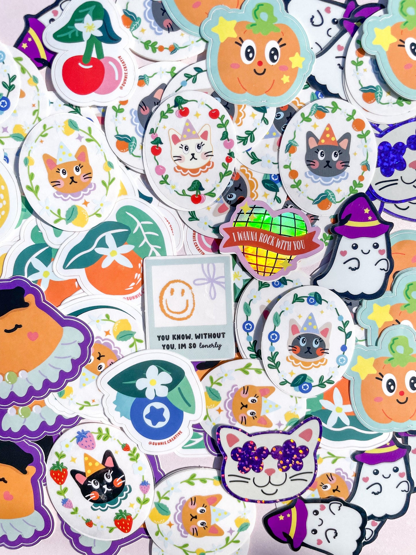 Groovy Cat Glitter Sticker