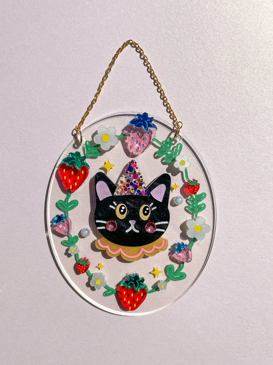 Cat Portrait Wall Hanging//Mirror Acrylic Decor//Girls Room Decor//Wall Decor// Cute Acrylic Decor// Cat Decor