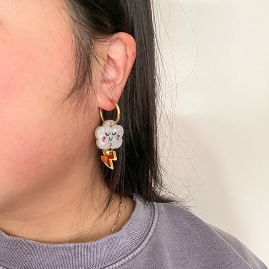 Thunder Bolt Cloud //Statement Earring//Acrylic Earring//Sun Earring//Cloud Earring//Rainy Cloud Earring//Moon Earrings//Weather Earrings