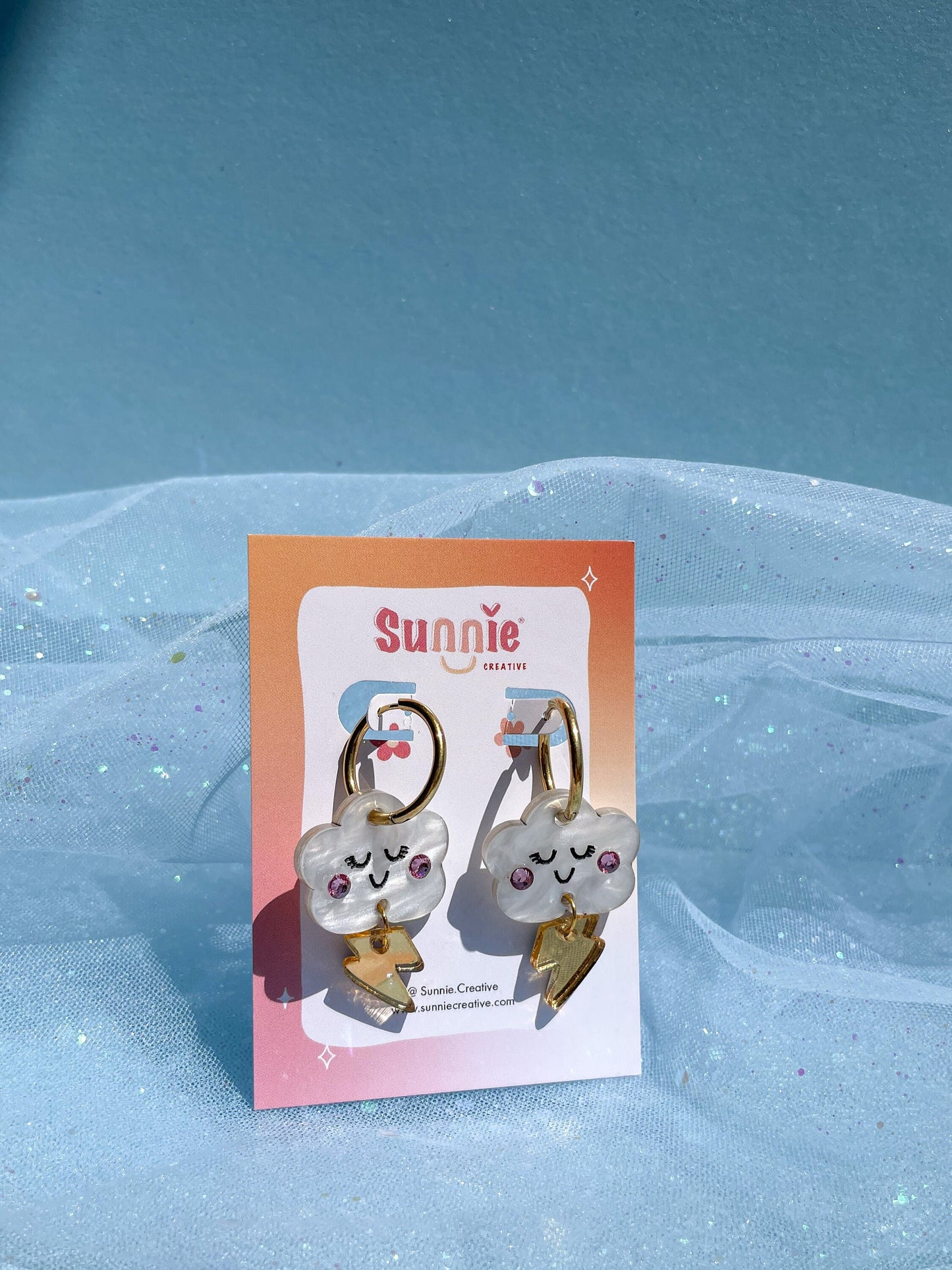 Thunder Bolt Cloud //Statement Earring//Acrylic Earring//Sun Earring//Cloud Earring//Rainy Cloud Earring//Moon Earrings//Weather Earrings