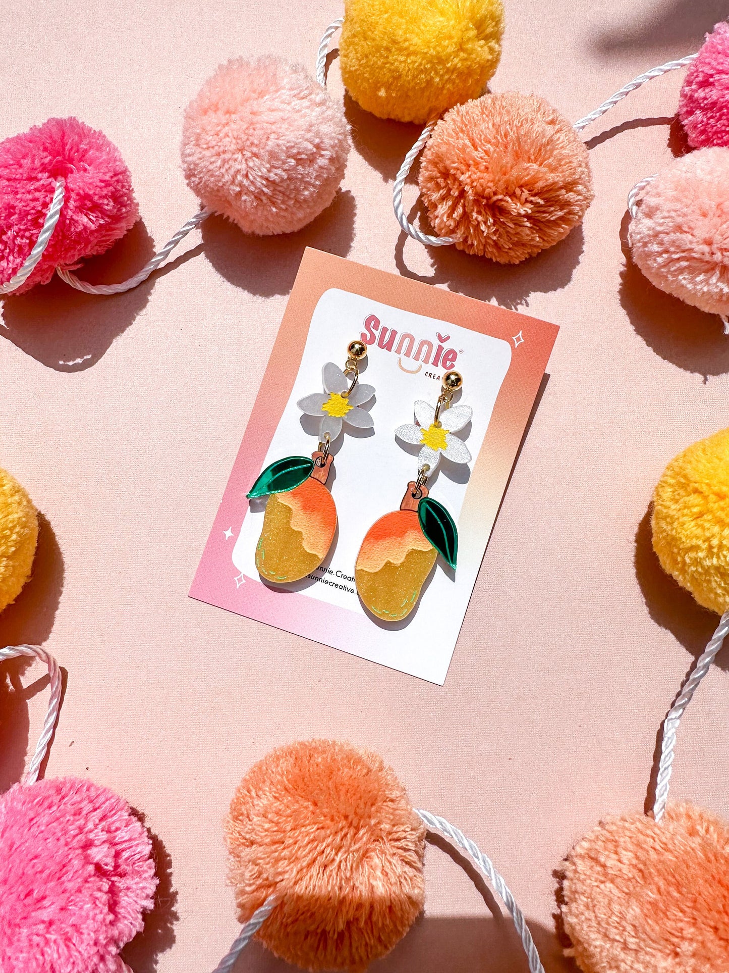 Mango Dangle//Statement Earring//Acrylic Earring//Tropical Fruit Earrings//Summer Earrings