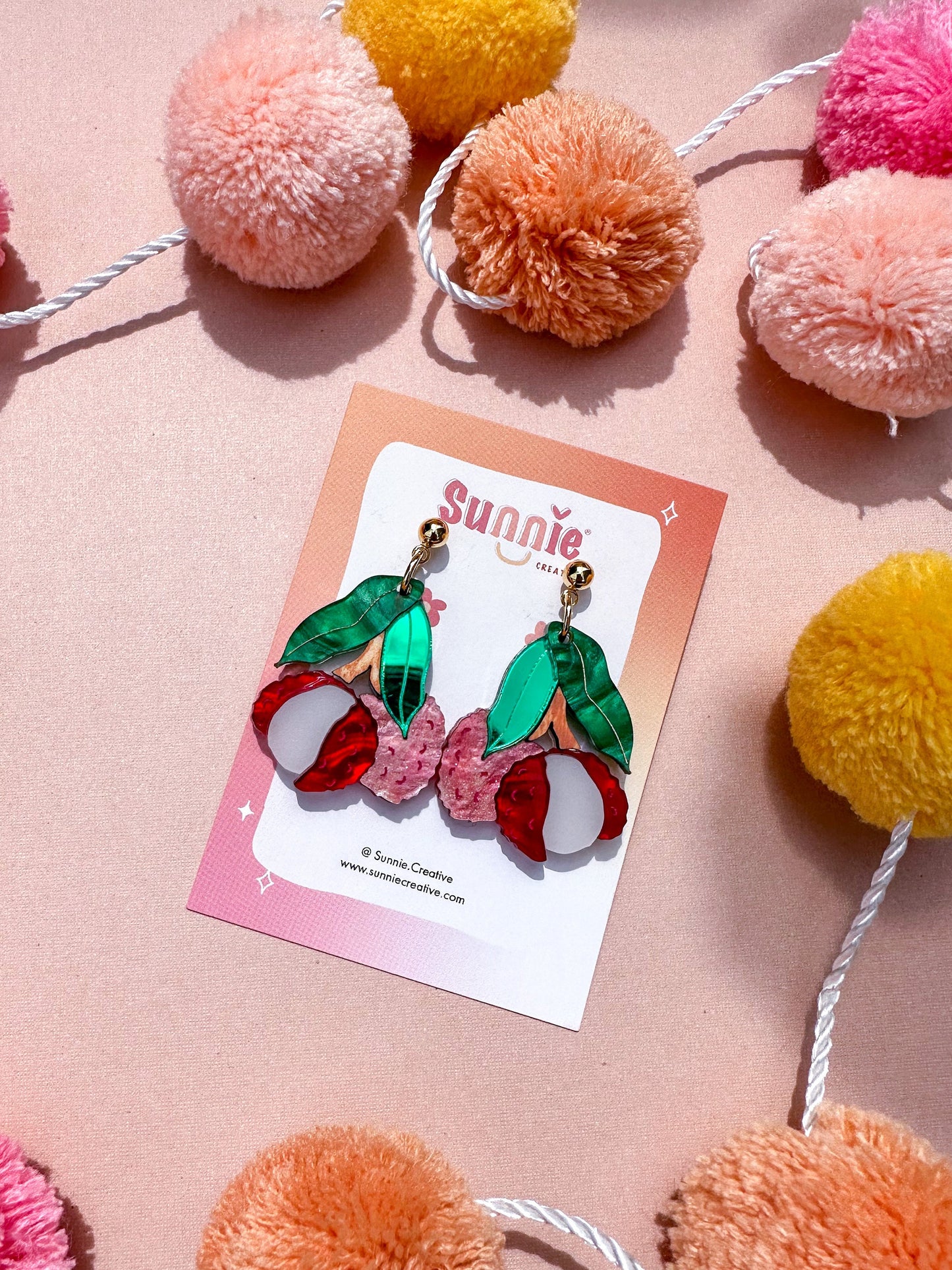 Lychee Dangle//Statement Earring//Acrylic Earring//Tropical Fruit Earrings//Summer Earrings