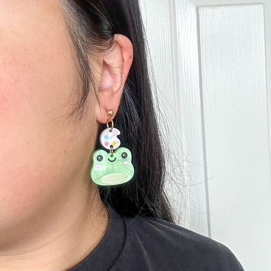 Artist Frog Earrings//Cute Animal earrings//Frog jewelry//Seventeen-Inspired Kawaii Animal Earrings//K-Pop animal style jewelry