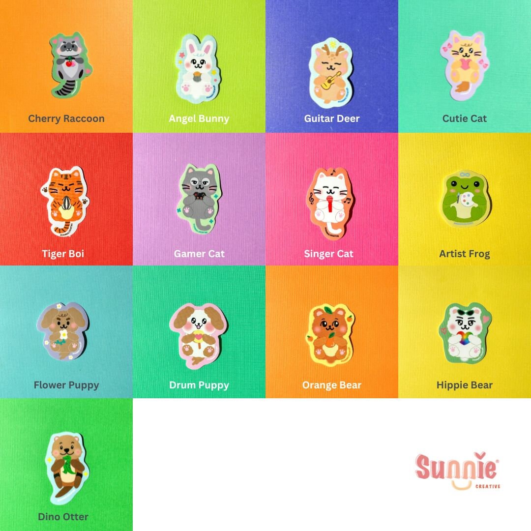 SVT Animal Sticker//Cute Cat//Die Cut Stickers//Illustration//Home decor//kawaii//Stationary//Kpop inspired//Seventeen//Waterproof Sticker